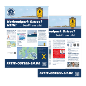 A1 Infoplakat zweiseitig, Voransicht Druckdatei. Freie Ostsee Schleswig-Holstein gegen den Nationalpark Ostsee